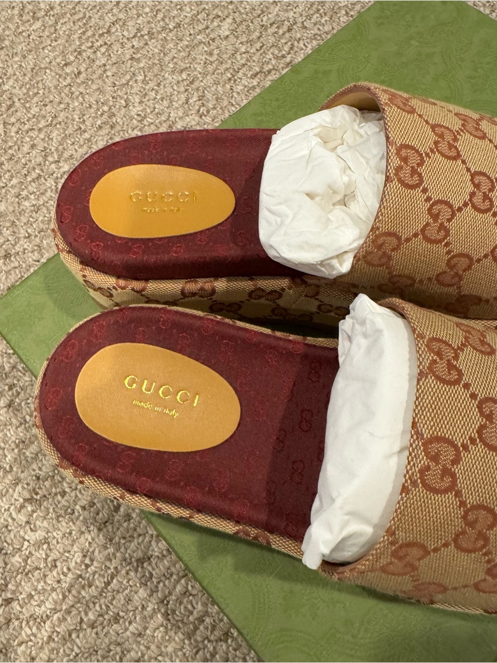 Gucci Beige GG Monogram Canvas Angelina Platform Slide NWB & DUST BAG/AUTHENTIC - Picture 6 of 8